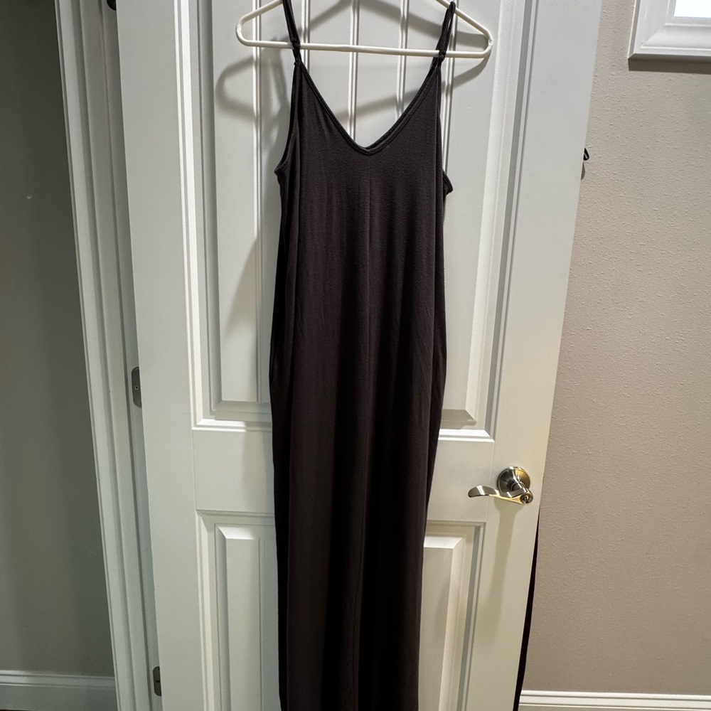 Zenana Premium Women's Black Slip Maxi Dress V-Neck Spaghetti Strap